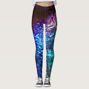 Rainboogkleur Verpletterde Folie Effect Grafische Leggings