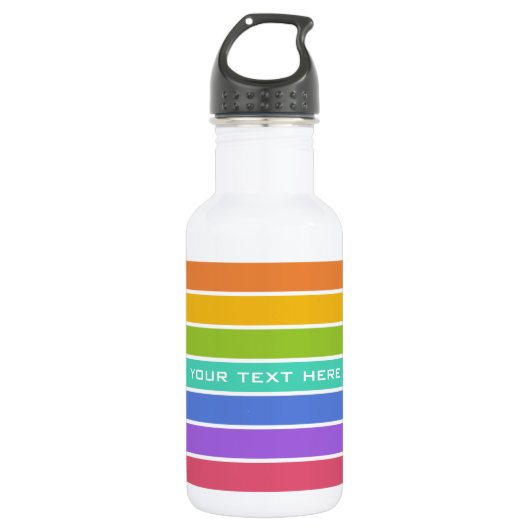 Rainboogkleuren, aangepast waterfles  (Voorkant)