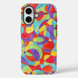 Rainboogkleuren Handtekening Crayon Doodle Pattern iPhone 16 Hoesje