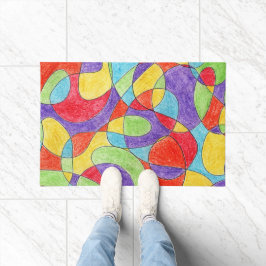 Rainboogkleuren Handtekening Crayon Doodle Pattern Deurmat