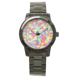 Rainboogkleuren Handtekening Crayon Doodle Pattern Horloge