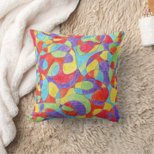 Rainboogkleuren Handtekening Crayon Doodle Pattern Kussen