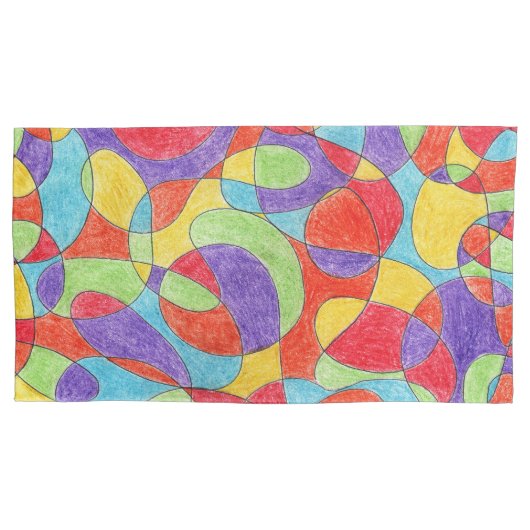 Rainboogkleuren Handtekening Crayon Doodle Pattern Kussensloop (Voorkant-Links)