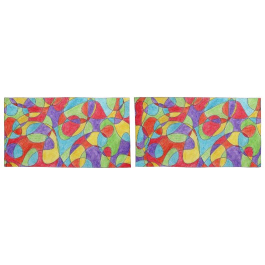 Rainboogkleuren Handtekening Crayon Doodle Pattern Kussensloop (Achterkant-Set)