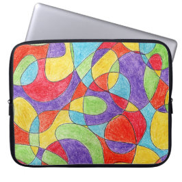 Rainboogkleuren Handtekening Crayon Doodle Pattern Laptop Sleeve