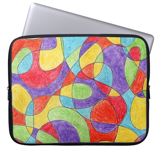 Rainboogkleuren Handtekening Crayon Doodle Pattern Laptop Sleeve (Voorkant)