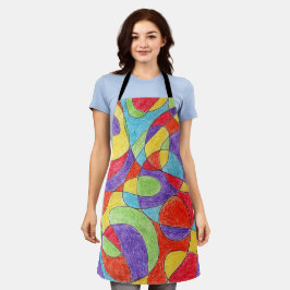 Rainboogkleuren Handtekening Crayon Doodle Pattern Schort