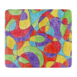 Rainboogkleuren Handtekening Crayon Doodle Pattern Snijplank