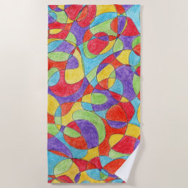 Rainboogkleuren Handtekening Crayon Doodle Pattern Strandlaken