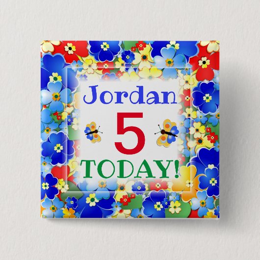 Rainboogkleuren leeftijd vierkante button 5,1 cm (Voorkant)