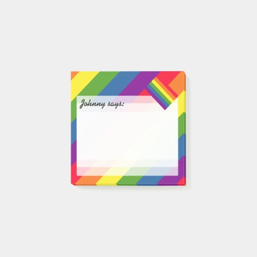 Rainboogkleuren met vlag en aangepaste tekst post-it® notes (Voorkant)