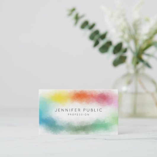 Rainboogkleuren Moderne kleurrijke Abstracte Sjabl Visitekaartje (Staand voorkant)