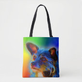 Rainboogkleuren Terrier Mix Abstracte Dog Art Draagtas (Voorkant)