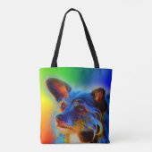 Rainboogkleuren Terrier Mix Abstracte Dog Art Draagtas (Achterkant)