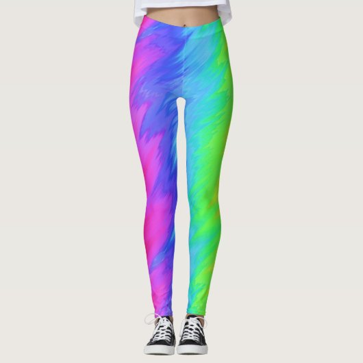 Rainboogkleuren Verticale stripe Print Leggings (Voorkant)