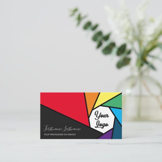 Rainboogkleurencamera-opening voor fotografen B Visitekaartje (Staand voorkant)