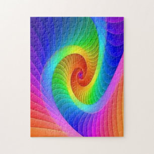 Rainboogkleurig abstract ontwerp moeilijk legpuzzel