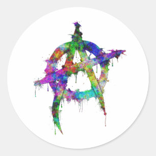 Rainboogkleurig anarchysymbool ronde sticker