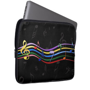 Rainboogkleurige Muzieknoten Laptop Sleeve