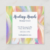 Rainboogkleurige olieverf vierkante visitekaartje (Achterkant)