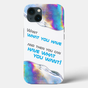 Rainboogkleurige schimmelbubbels motivatie quote iPhone 13 hoesje