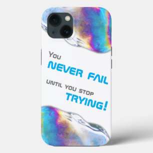 Rainboogkleurige schimmelbubbels motivatie quote iPhone 13 hoesje