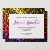 Rainboogkleurige sparkles Sweet 16 elegant script Kaart (Voorkant / Achterkant)