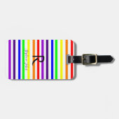 Rainboogkleurstrips Aangepaste naam Monogram Initi Bagagelabel (Voorkant horizontaal)