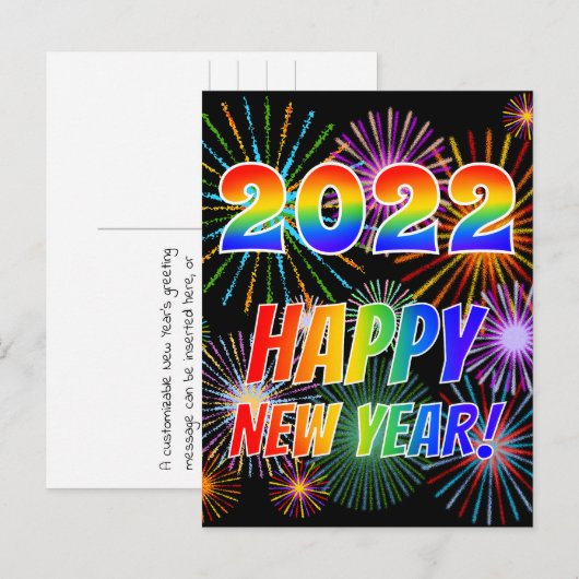 Rainboogletters "2022" + "NIEUW JAAR BEKIJKEN!" Briefkaart (Voorkant / Achterkant)