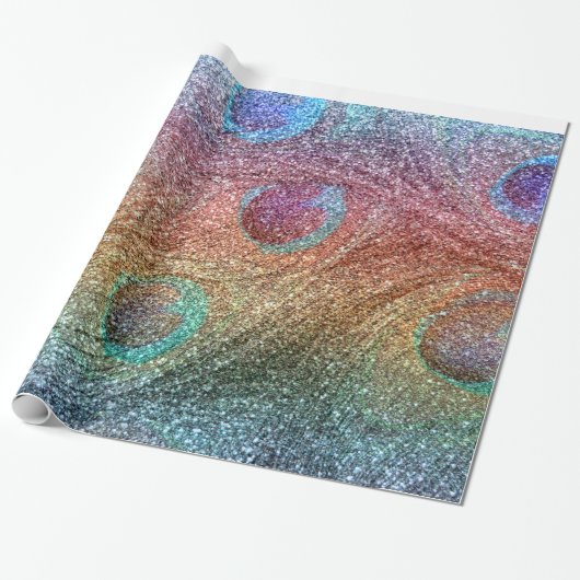 Rainbooglitterpauzes veren cadeaupapier (Uitgerold)