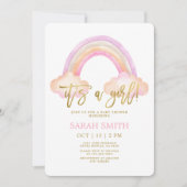 Rainboogmeisje Baby shower Kaart (Voorkant)