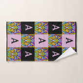 Rainboogmozaïek met monogram voor kattenbroodjes bad handdoek (Handdoek)