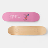 Rainboogpaard in roze - jouw naam skateboard (Horizontaal)