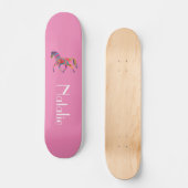 Rainboogpaard in roze - jouw naam skateboard (Voorkant)