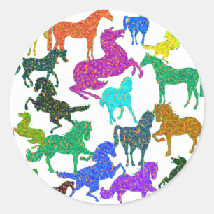Rainboogpaarden - "Dotty about Horses!" Ronde Sticker