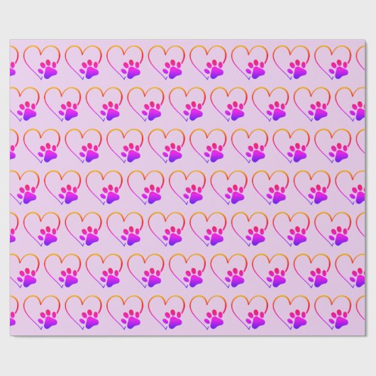 Rainboogpaw afdrukken met hart cadeaupapier (Vlak)