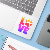 Rainboogpaw LOVE Sticker (Laptop met iPhone)