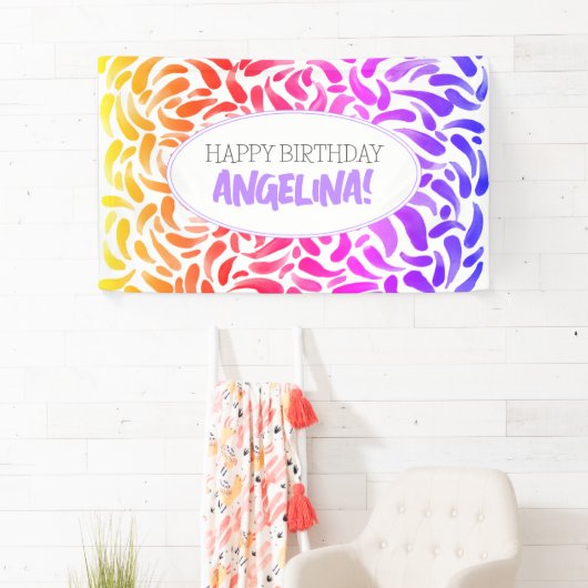 Rainboogpenseel Verf Birthday Party Spandoek (Insitu)