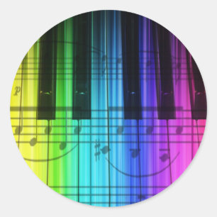 Rainboogpianotoetsenbord en noten ronde sticker