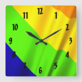 Rainboogplezier kinder kleurenontwerp vierkante klok (Voorkant)