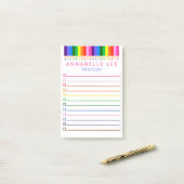 Rainboogpotlood om lijst aan te passen post-it® notes (Op bureau)