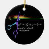 Rainboogschaar Hair Stylist Chic Salon Kerstmis Keramisch Ornament (Voorkant)