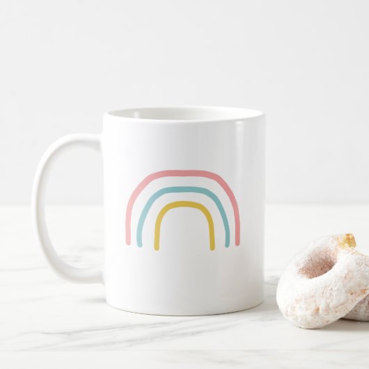 Rainboogschilderende Mok voor kunstkoffie (Met donut)