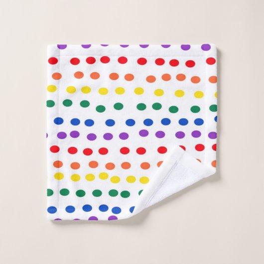 RainboogSnoep Stippen op wit Bad Handdoek (Wasdoekje)