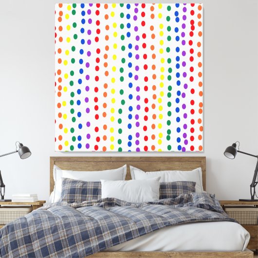RainboogSnoep Stippen op wit Canvas Afdruk (Insitu (Slaapkamer))