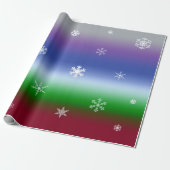 Rainboogspoelwintersneeuwvlokken in gradiëntstrips cadeaupapier (Uitgerold)