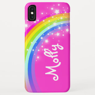 Rainboogstersterren Roze sky, aangepaste naam iPhone XS Max Hoesje
