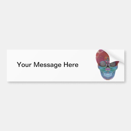 Rainboogsuikerschedel met een boom van leven en ha bumpersticker (Voorkant)