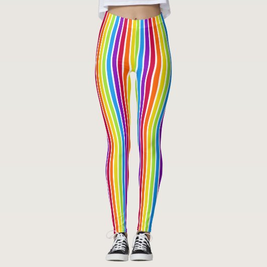 Rainboogverticale strips helder kleurig leggings (Voorkant)