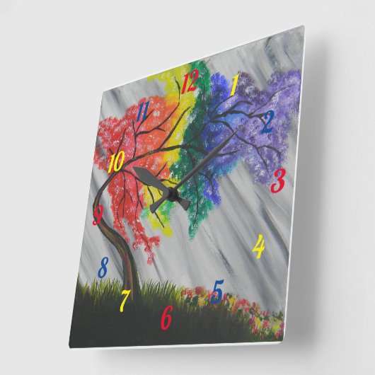 Rainboogwandklok Vierkante Klok (Hoek)